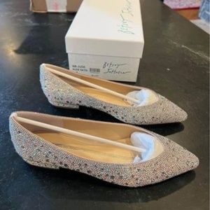 Betsey Johnson SB Jude Nude Satin Rhinestone flats